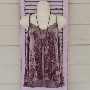 NWOT 💗 Stunning PORTER COLLECTIVE Sleeveless Velvet Boho Camisole Only Purple M